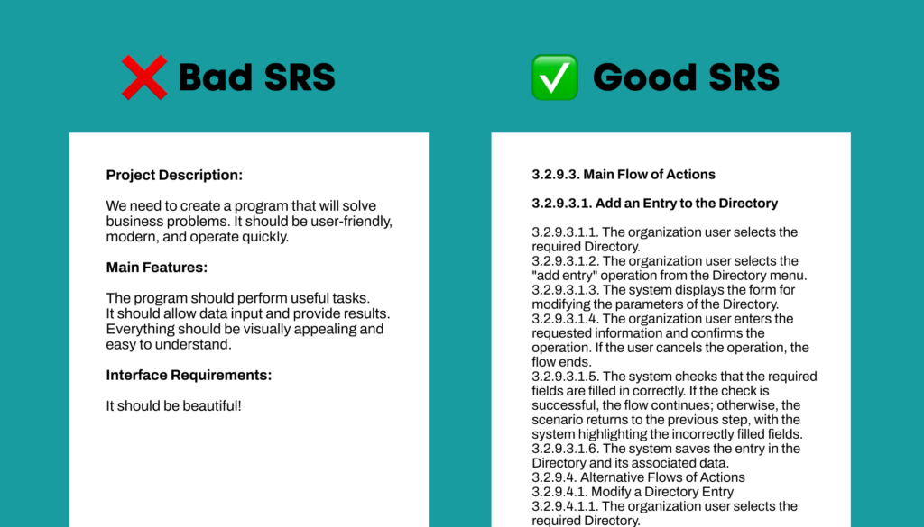 The examples of bad and good SRS
